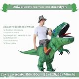 FXICH Nadmuchiwany kostium dinozaura T-Rex dla dorosłych 150-190 cm, zielony, zabawny kostium zwierzęcy na Halloween