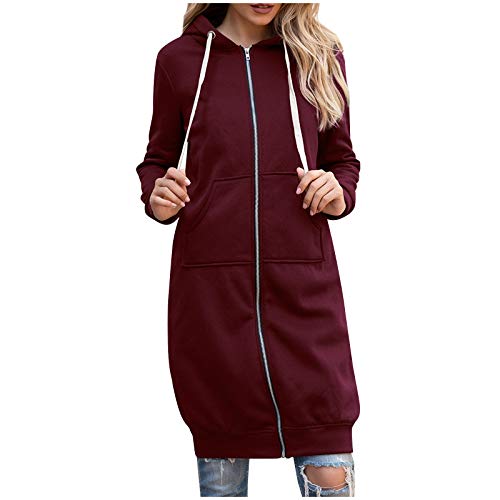 Long Zip Up Hoodie Women Oversized Fleece Tunic Sweatshirts Casual Long Sleeve Fall Full Zip Jacket Coat with Pocket2