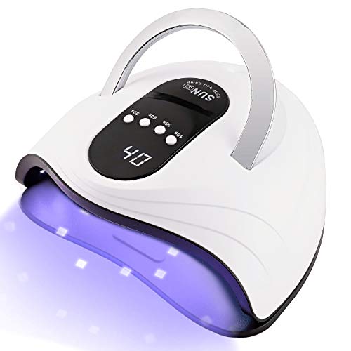 Charites Portable UV LED Nail Lamp 120W 42Pcs Lamp Beads Nail Curing Lamps with Handle Large Space Nail Dryers for Acrylic Nails Gel Polish Professional Nail Light with Sensor 4 Timer Setting (White)