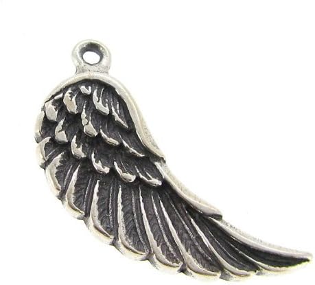 1 pc .925 Sterling Silver Feather Wing Dangle Charm Pendant 23.5mm / Findings/Antique