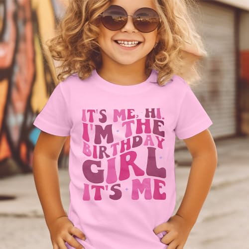 Image of LOTUCY Birthday Girl Outfit for Kids Its Me Hi Im The Birthday Girl Shirt Letter Printed Princess Birthday T-Shirt