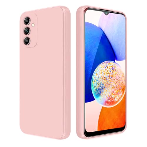 Image of LIRAMARK Silicone Soft Back Cover Case with Micro-Fibre Cloth On Inner Side for Samsung Galaxy A14 5G (Pink)