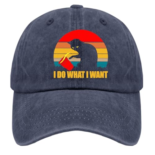 I Do What I Want Cat Sun Hat Baseball Hat for Women Navy Blue Mens Hats and Caps Gifts for Son Running Hats