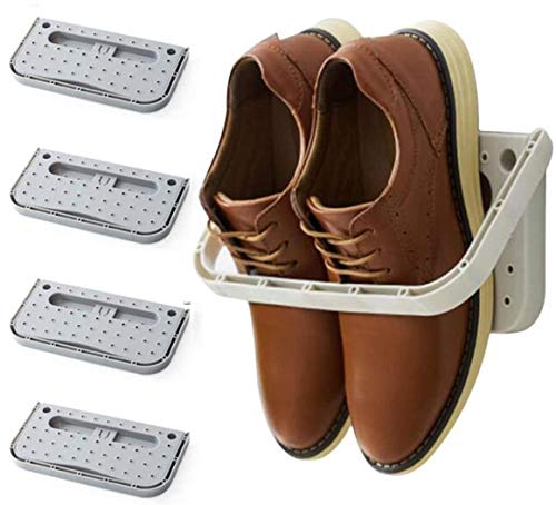 Laugh Cat 4 Pack Hanging Plastic Shoe Rack Wall Mount Creative Folding Organizer Camper Shoes Storage Shelf Adhesive Shoe Holder For Door