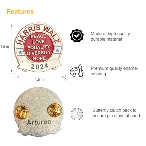 Arturbo 2PCS Women Girl Power Feminist Enamel Pin Badges Kamala Harris Justice Lapel Pins Brooch for Clothing Bags Backpacks Hats Decoration3