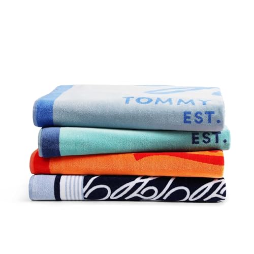 Tommy Hilfiger - Beach Towel, 100% Cotton Soft & Absorbent Plush Towel with Z-Twist Velour, Beach Essentials (Allover Monogram Blue, 36" x 68") by Tommy Hilfiger - Used condition - Image 8