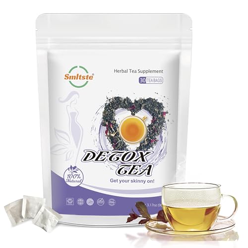 Smltste 30 Days Detox Tea Bags Non GMO, Vegan, All Natural Teas, Made with Green Tea and Herbal Teas for Natural Detox and Cleanse, Reduce Bloating