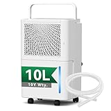 10L/Day Dehumidifier for Bedroom with Automatic Humidity Sensor & Display, 24-hour Timer, Laundry Drying, Continuous Drainage, Effective & Powerful Home Dehumidifiers (10L Compressor Dehumidifier)