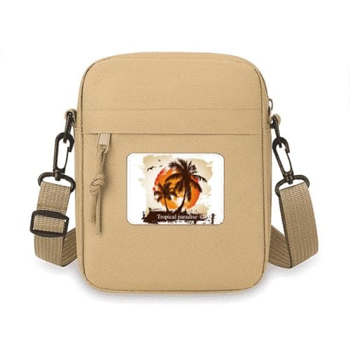 Sac à bandoulière motif arbre de noix de coco aux finitions soignées pour un style unique