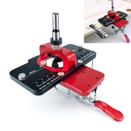 35mm Concealed Cabinet Door Hinge Mounting Jig, Cabinet Hinge Jig Drilling Hole Puncher Locator with Quick Clamp for Cabinets Hinges Woodworking Mounting Tool