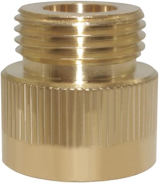 JoywayusBrass Hose Bib Adapter,1-1/16" Fine Thread Female 1"ID to 3/4" GHT Garden Hose Connector Include Rubber Washer Outdoor Faucet Connector Pipe Adapter