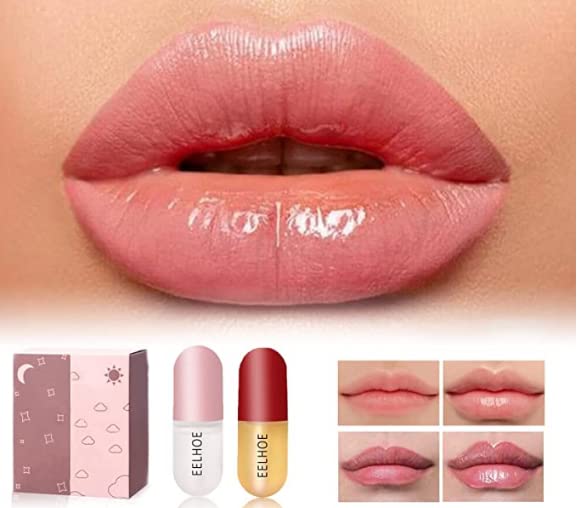 Lip Plumper Set Plant Extracts Natural Moisturizing Lip Care Serum Lip Enhancer Lip Essence Lip Plumping Balm Clear Lip Gloss Oil for Fuller Lip Filler Hydrating Reduce Fine Lines