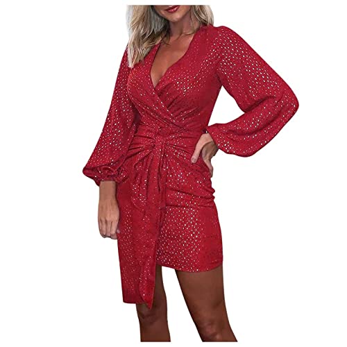Robe à paillettes noire et rouge pour femme tenue de fête soirée