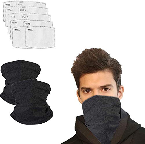 Face Scarf Bandana Men Women Neck Gaiters with Carbon Filter for Outdoors Festival Shorts Balaclava Mask (12Pcs)