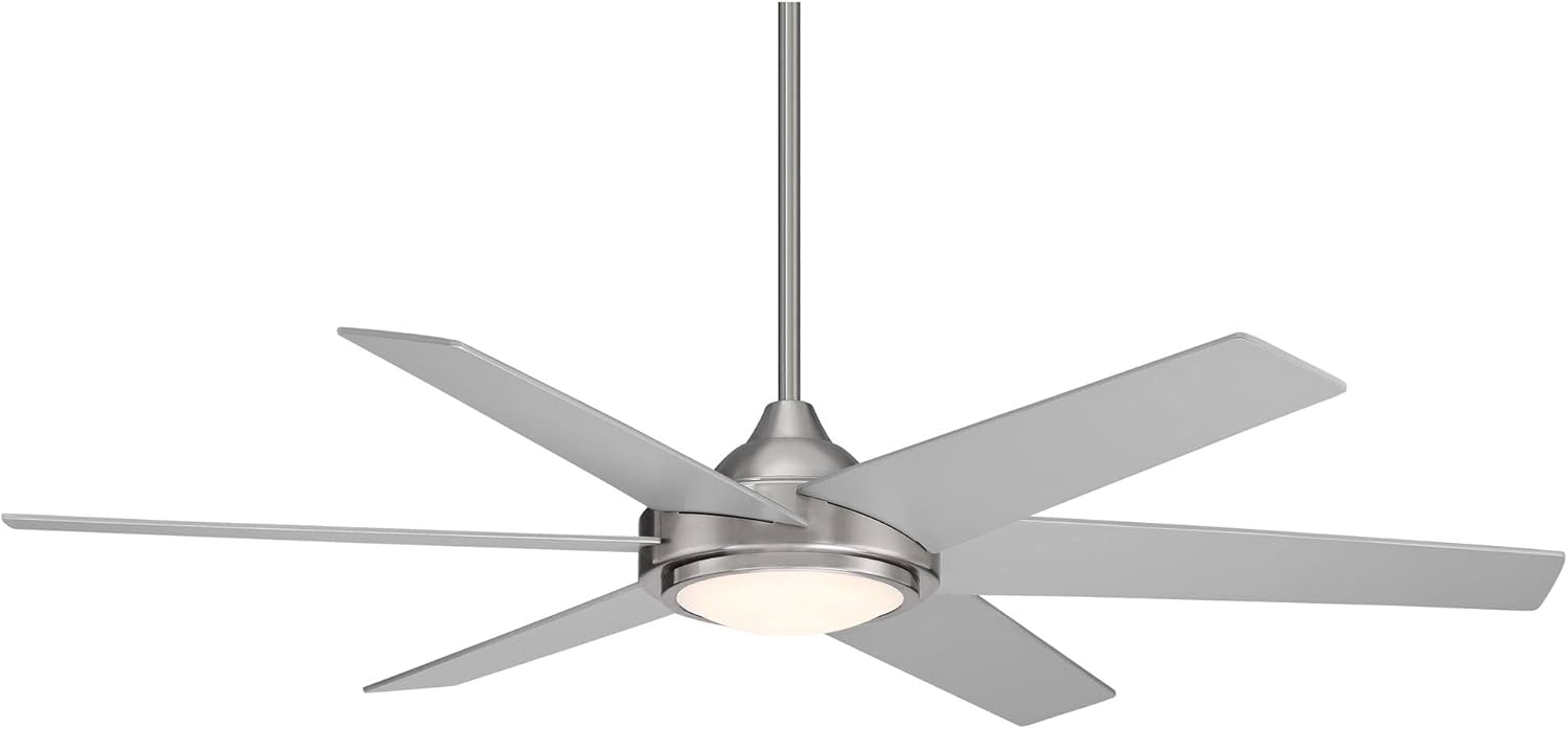 Casa Vieja 56" Estate Modern 6 Blade Indoor Outdoor Ceiling Fan with Light LED Remote Control Brushed Nickel White Diffuser Damp Rated for Patio Exterior House Porch Gazebo Garage