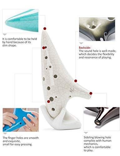 ”Joy Of Wood Thrush” 12 Hole Alto C Ceramic Ocarina In Exquisite Craft (Gradient Blue) #TOP1