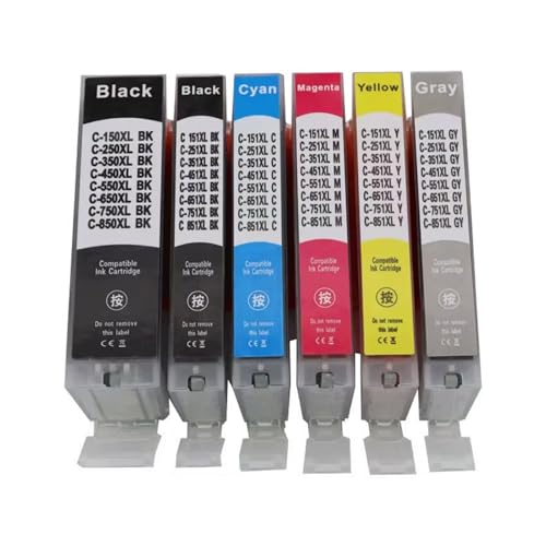 Compatible con Cartuchos de Tinta Canon PGI150 PGI250 PGI350 PGI450 PGI550 PGI650 PGI750 PGI850 CLI251 CLI351 CLI451 CLI551 CLI651 CLI751 CLI851 for impresoras inyección PIXMA(PGBK BK C M Y GY)