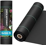 K-Brands 3 FT x 100 FT Garden Weed Barrier Landscape Fabric - Premium 5oz Durable & Heavy-Duty Weed
