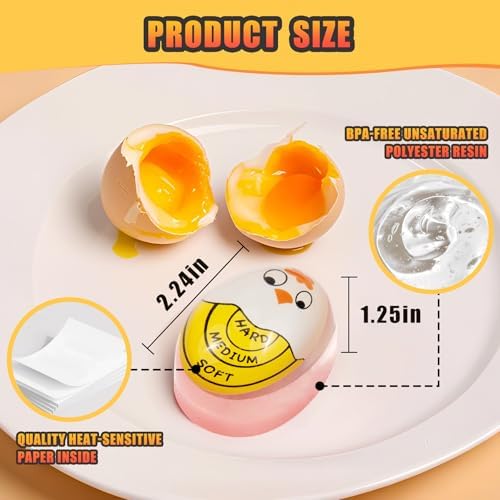 FOREV Egg Timer for Hard Boiled Eggs Soft Boiled Color Changing Indicator Tells When Eggs are Ready, Yellow 2pcs