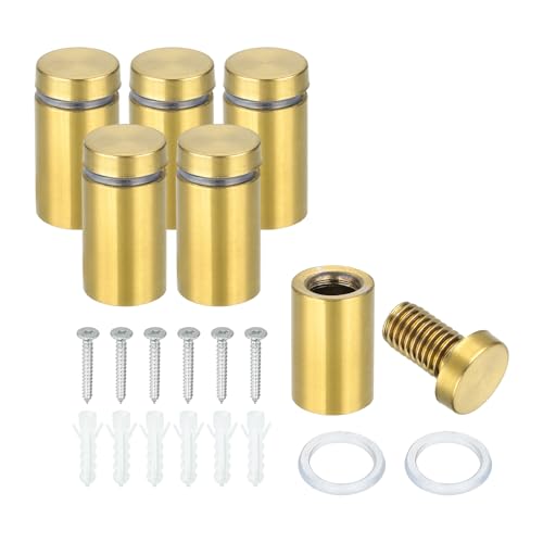 PATIKIL 5/8インチ x 1.2インチ スタンドオフスクリュー6個 ステンレススチール ウォールマウント サインスクリュースタンドオフ取り付け金具 広告用ネイル アクリル額縁掛け用金