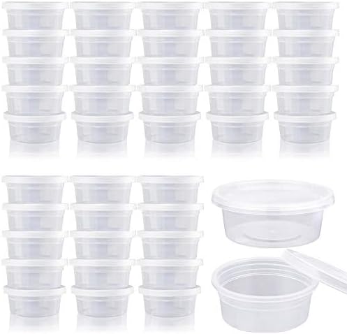 Augshy Small Plastic Containers With Lids 50 Pack Slime Containers with Lids，Containers for Slime Foam Ball Storage