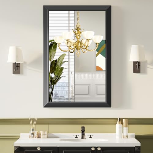 24x36 Inch Black Rectangle Bathroom Mirror