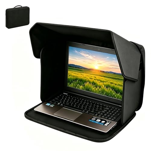 Rlozftel Laptop Sun Shade, Universal Foldable Laptop Tent Fits 12-14 inch Laptop, Computer Sun Shade Hood for Working Outside Outdoor, Travel, Beach, Protects Privacy