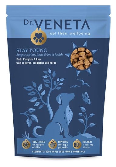 Dr Veneta Stay Young Premium Freeze-Dried Raw DogFood, Pork, Pumpkin & Pear (500g)