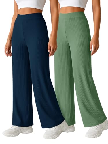 Image of Pinkmint Women's Palazzo Pants High Waist | Wide Leg Stretchable Trousers | Elastic Waist Flared Pants | Casual, Office, Travel, Lounge Stylish Comfortable Bottom Wear