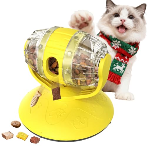 Rotating Interactive Cat Treat Dispenser Toy - Slow Feeder Puzzle for Indoor...