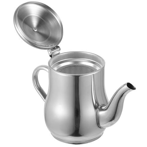 Cabilock 1stück Edelstahl Ölspender Mit Filter Ölkanne Für Küchenlagerung Effizienter Ölsieb Topf Mit Feinem Netz Praktisch Für Frittieröl Und Flüssigkeiten Einfache Handhabung