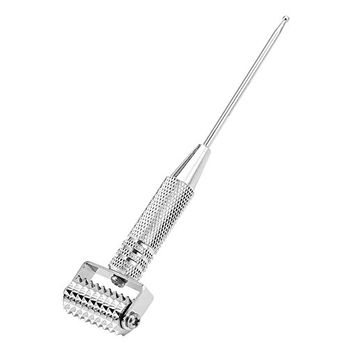 Facial Massage Roller, Multifunctional Acupuncture Points Detector Probe Ear Acupoints Spring Needle Massage Roller Used for Self Diagnosing, Treating and Health Caring(Silver)