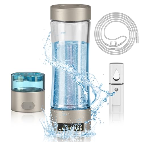LETSCOL Hydrogen Water Bottle Generator, SPE/PEM Technology Hydrogen-Rich Water Bottle Hydrogen Concentration(+2800ppb), Portable Rechargeable Glass Hydrogen Water Ionizer Machine Gifts for Women&Men