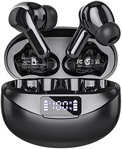 Bcaikair Wireless Earbuds Bluetooth Headphones 36H Playtime Ear Buds with LED Power Display Charging Case & Deep Bass, IPX7 Waterproof Earphones Microphone Stereo Headset for iPhone Android Laptop