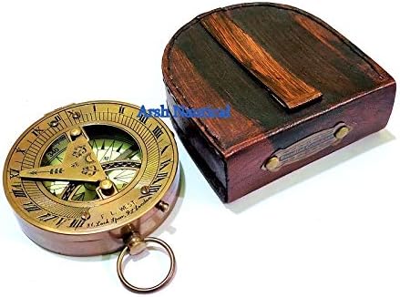 Vintage Brass Magnetic Compass with Handmade Leather Case