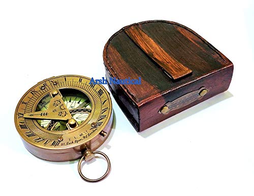 Brújula magnética de latón vintage con estuche de cuero miniatura 3