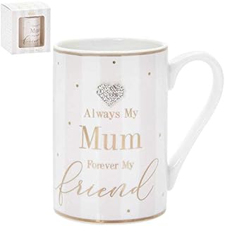 Leonardo Mad Dots Pink and White Striped Mum Mug with Diamante Heart