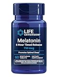 Life Extension Melatonin 6 Hour Timed Release, 750 mcg, Extended-Release Formula for Gentle Sleep Support, Healthy circadian Rhythms, Cellular Defense, Gluten-Free, Non-GMO, Vegetarian, 60 Tablets