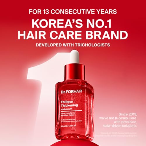 Dr.FORHAIR Folligen Thickening Scalp Serum 1.7 oz | Biotin Density Serum for Thicker, Fuller-Looking Hair | Peptide Scalp Treatment | Korean Haircare