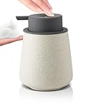 Foam Hand Soap Dispenser - 12 oz Bathroom Lotion Hand Pump Dispenser, Ceramic Foaming Soap Dispenser with Grey Removable Pump for Kitchen Hand Wash Dispenser, Speckled Matte Beige