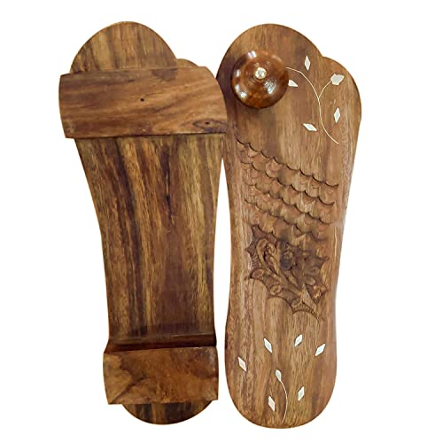 Image of HusNain Wooden Handmade khadau for Temple Decoration | Khadau Slipper for Men & Women | Wearable Charan Paduka | mandir Puja Ghar Decoration Item | Slipper for Lord Temple (Hill)
