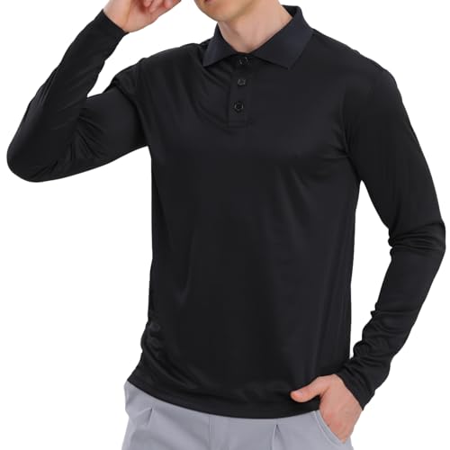 Men's Golf Polo Shirts,1 Pack/4 Pack Long Sleeve Quick Dry Athletic Casual Performance Collar Shirts for Men2