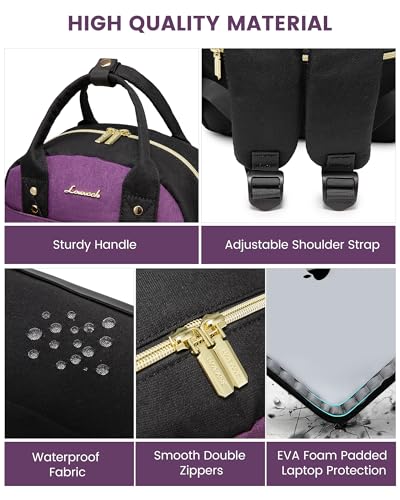 Image of LOVEVOOK Mini Backpack Purse for Women, Small Backpack Bag, Stylish Light Weight Daily Travel Backpack, Black-Purple