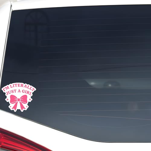I'm Literally Just a Girl Sticker, Pink Bow Design, 5x4.3 Inches Vinyl, Bumper Decal Gift for Girls