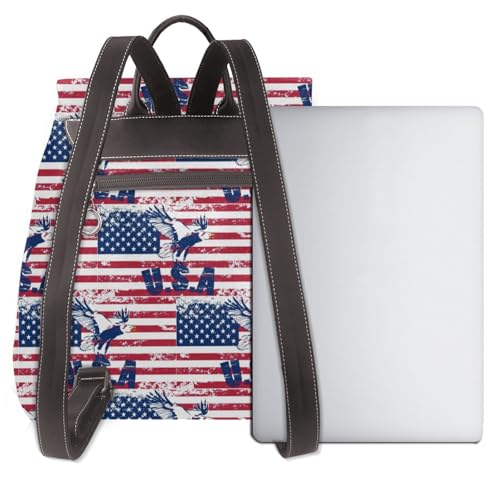 Sac à dos en cuir femme avec compartiments aigle USA - 3
