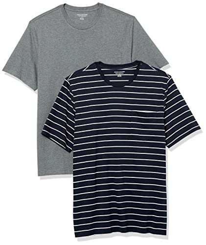 Image of Amazon Essentials Men's Short-Sleeve Crewneck Pocket T-Shirts, Pack of 2