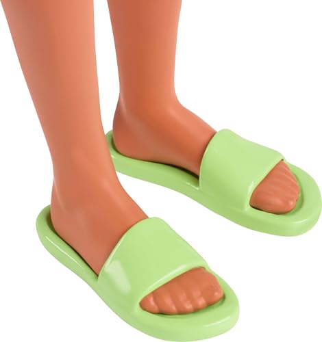 Image of Barbie Fashionistas Ken Doll #235 with Braided Brown Hair, Wearing Coral Jumpsuit with Hawaiian Print and Green Sandals