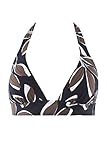 Bikinitop in Triangel-Form mit herausnehmbaren Schalen, Elastisches Gewebe mit Pflanzendesign, Clip-Verschluss im Rücken, Träger zum Binden im Nacken