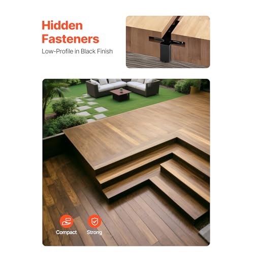 VEVOR 1000PCS Hidden Deck Fasteners for Composite Decking Board, Universal Composite T Clips & Plastic Hidden Fasteners with Metal Screws,Polypropylene PP Clips Works with 0.26 inch Gaps, Black by VEVOR - Image 4