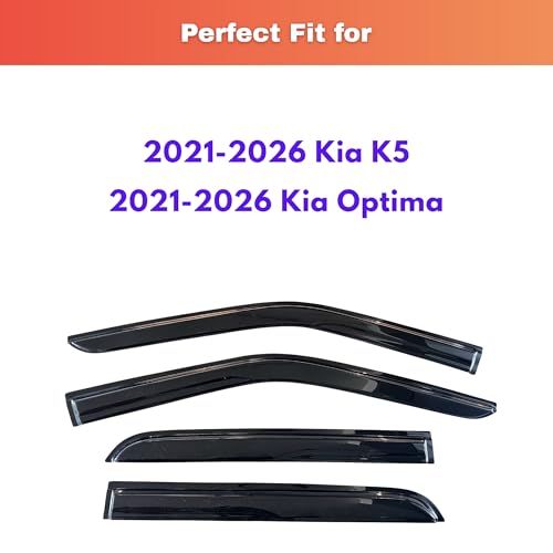 Image of KPY Rain Guards Fit for 2021-2026 Kia K5, Out-Channel Window Visors Vent Wind Deflectors 4PC, Car Accessories for 21-26 Kia Optima